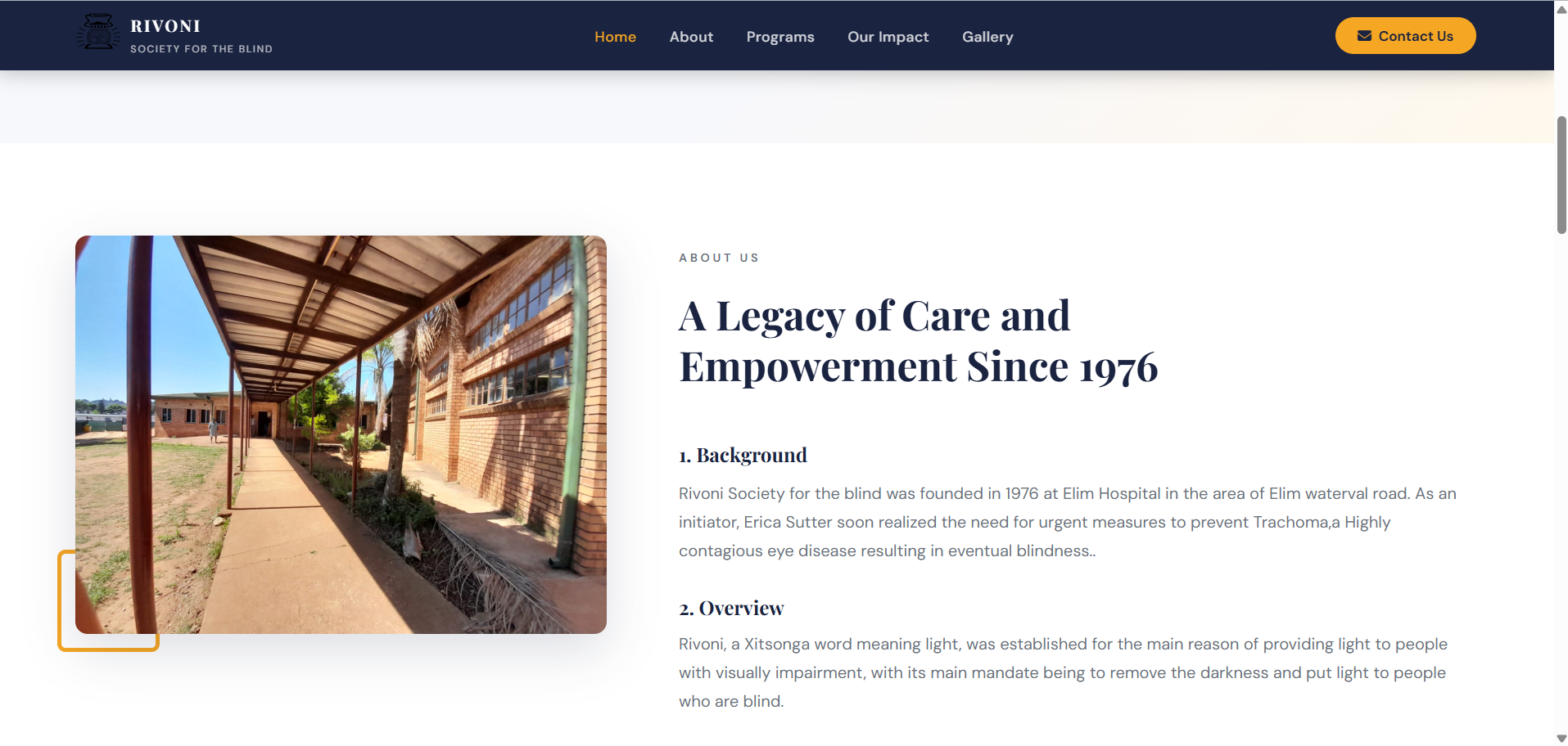 Rivoni Society for the Blind website screenshot 2
